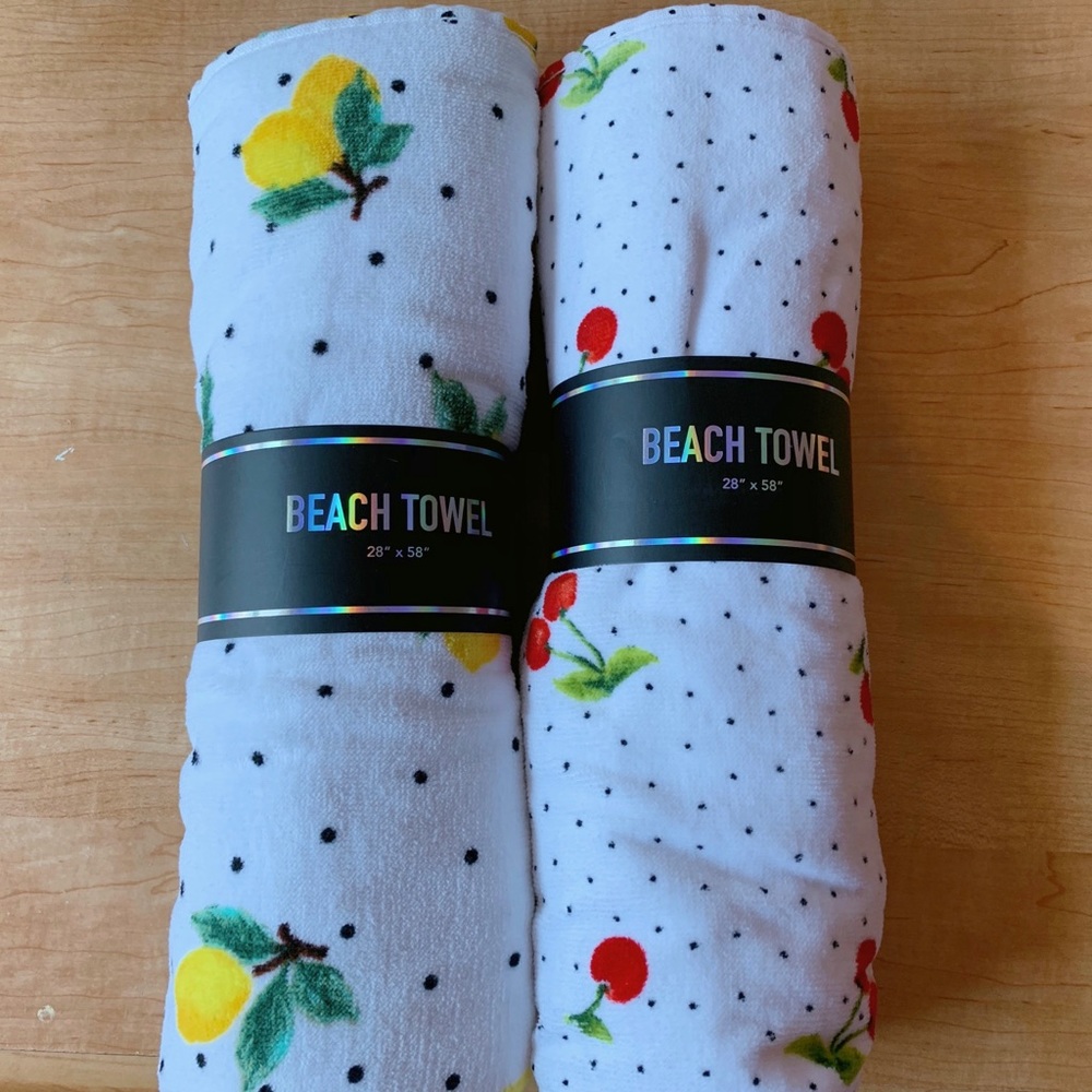 Brand-New Cherry and Lemon Patterned Beach Towels